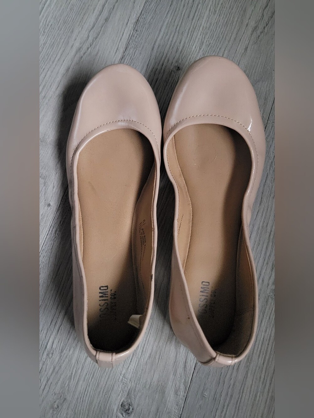 Mossimo Glossy Patent Leather Nude Cream Round Toe Ballet Flats, US 6.5 EU 37 - Picture 10 of 14